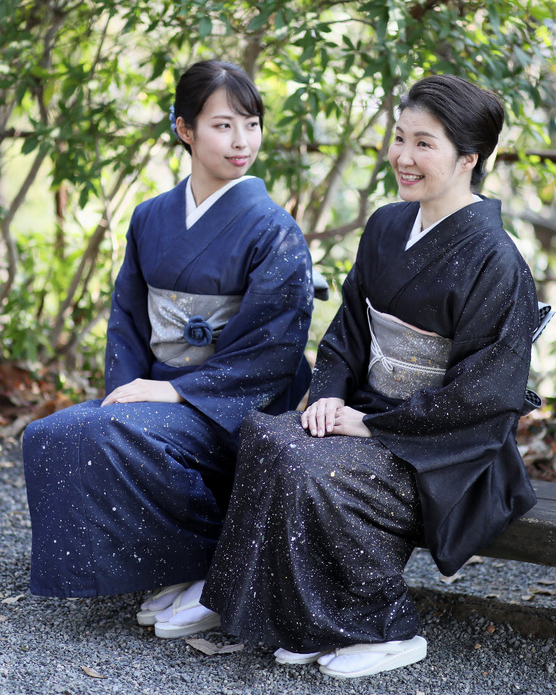着物 | kimono | 帯 | obi | 児島帯 | kojimaobi | 岡山デニム | たたみべり | シルクデニム | 着物女子 | 七彩染 | 倉敷デニム | 半巾帯 | 宇宙 | 大人女子