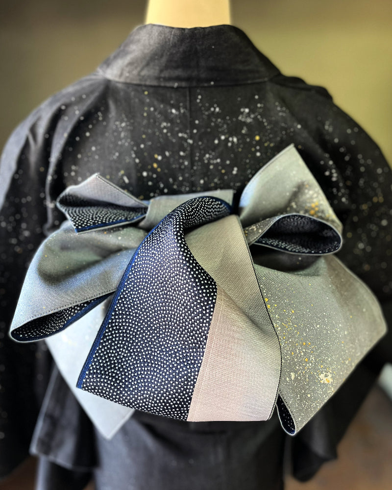 着物 | kimono | 帯 | obi | 児島帯 | kojimaobi | 岡山デニム | たたみべり | シルクデニム | 着物女子 | 七彩染 | 倉敷デニム | 半巾帯 | 宇宙 | 大人女子