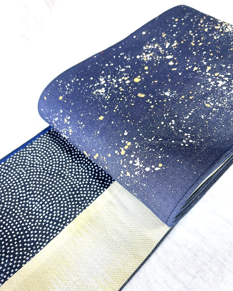 着物 | kimono | 帯 | obi | 児島帯 | kojimaobi | 岡山デニム | たたみべり | シルクデニム | 着物女子 | 七彩染 | 倉敷デニム | 半巾帯 | 宇宙 | 大人女子