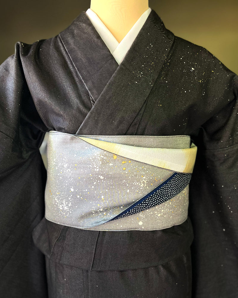 着物 | kimono | 帯 | obi | 児島帯 | kojimaobi | 岡山デニム | たたみべり | シルクデニム | 着物女子 | 七彩染 | 倉敷デニム | 半巾帯 | 宇宙 | 大人女子