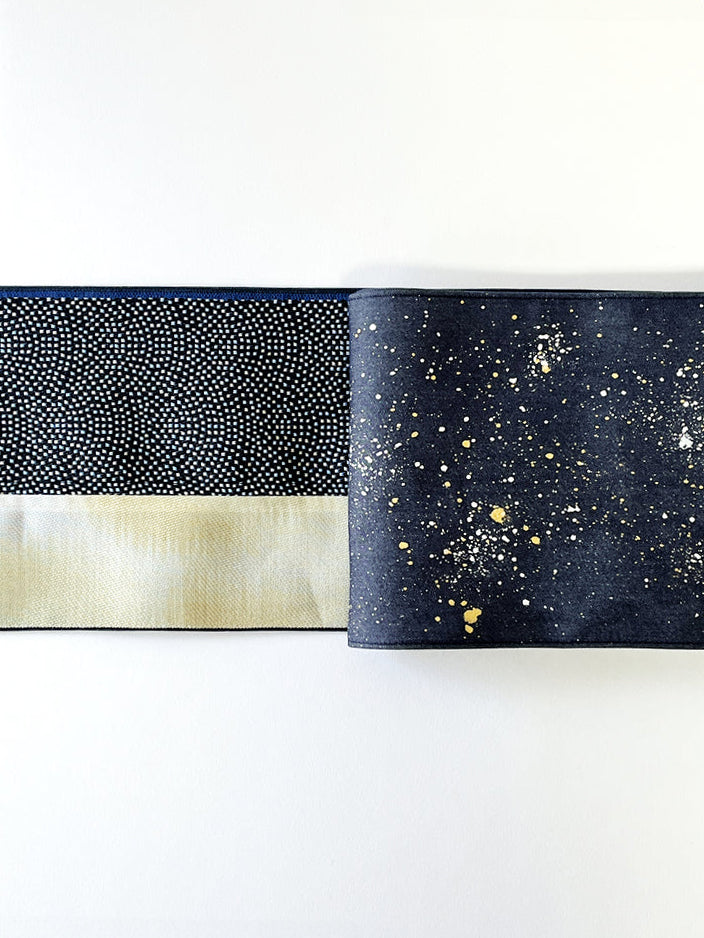 シルクデニム半巾帯~宇宙文様~〈蒼〉