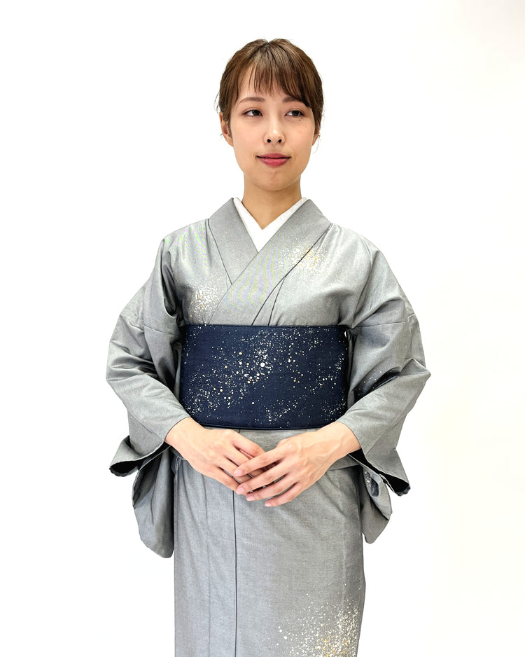 着物 | kimono | 帯 | obi | 児島帯 | kojimaobi | 岡山デニム | たたみべり | シルクデニム | 着物女子 | 七彩染 | 倉敷デニム | 半巾帯 | 宇宙 | 大人女子