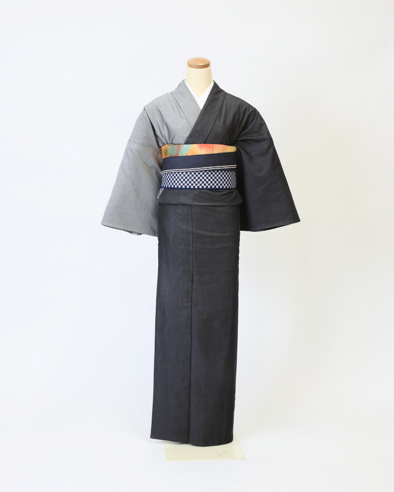 ライトデニム半巾帯 〈虹色〉