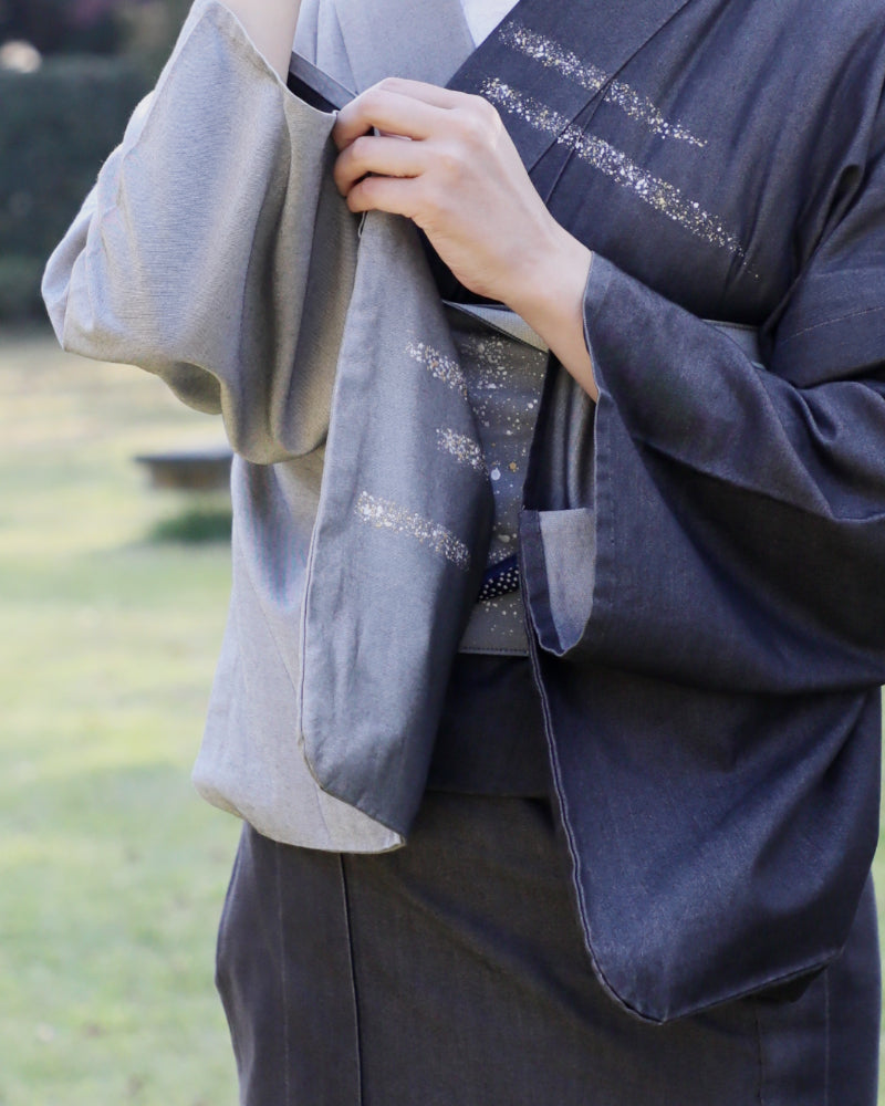 着物 | kimono | 帯 | obi | 児島帯 | kojimaobi | 岡山デニム | たたみべり | デニム着物 | シルクデニム | denim | 大人の着物 | カジュアル着物 | 七彩染