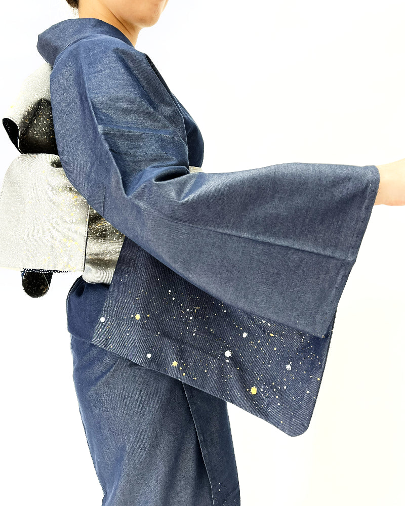 着物 | kimono | 帯 | obi | 児島帯 | kojimaobi | 岡山デニム | たたみべり | denim | デニム着物 | 倉敷デニム | 着物女子 |  七彩染