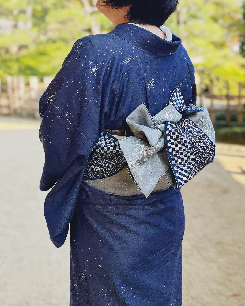 着物 | kimono | 帯 | obi | 児島帯 | kojimaobi | 岡山デニム | たたみべり | denim | 七彩染 | 宇宙 | 大人のデニム | カジュアルデニム | シルクデニム | 岡山デニム