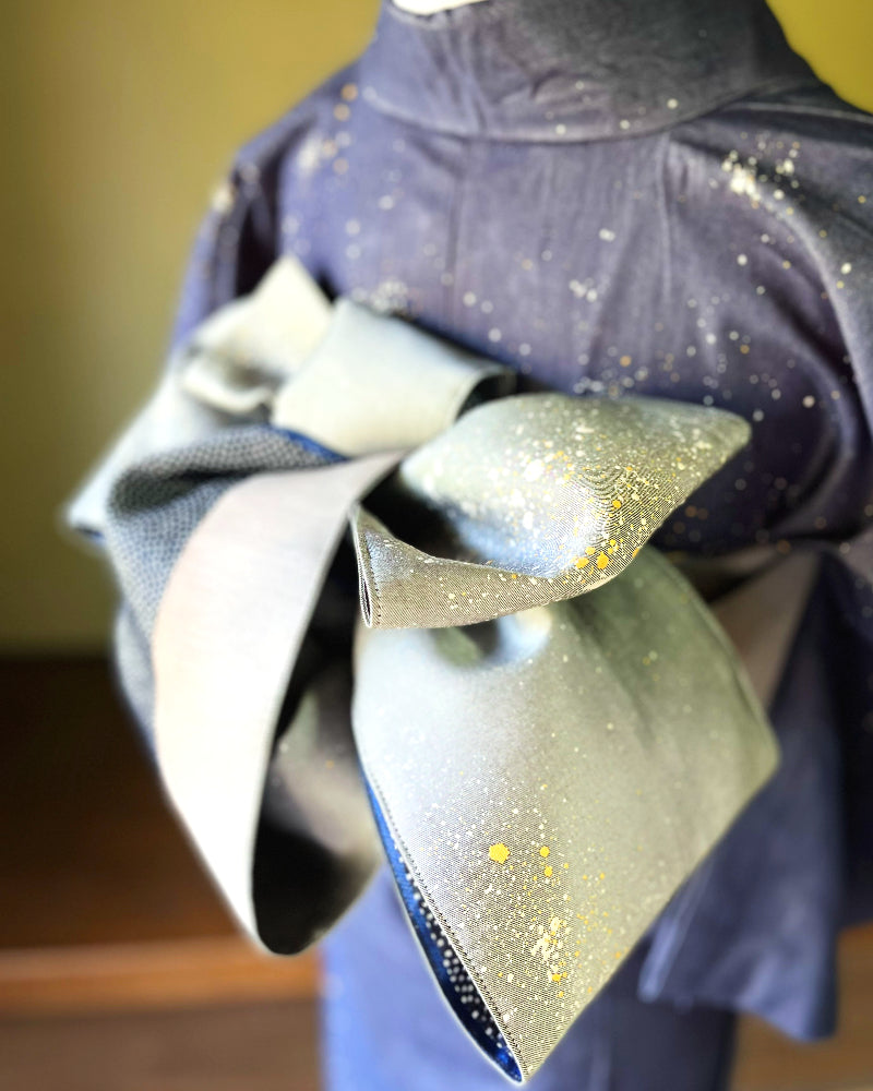 着物 | kimono | 帯 | obi | 児島帯 | kojimaobi | 岡山デニム | たたみべり | シルクデニム | 着物女子 | 七彩染 | 倉敷デニム | 半巾帯 | 宇宙 | 大人女子
