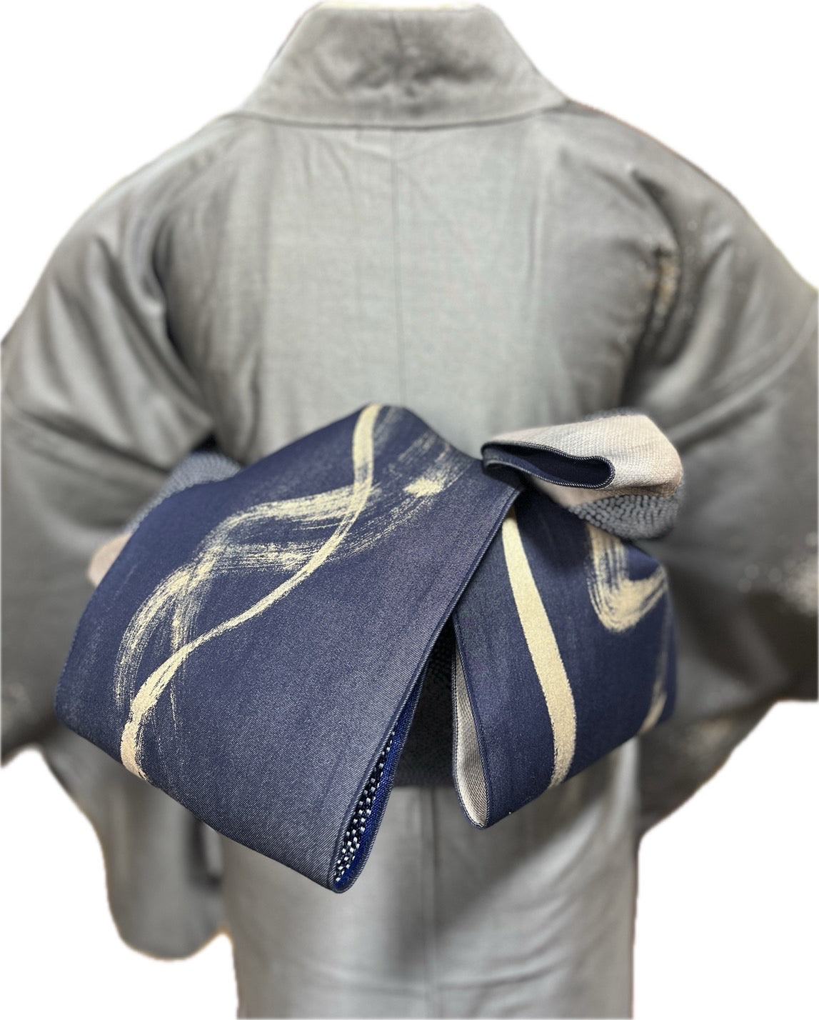 つくり帯【和の羽】シルクデニム半巾帯