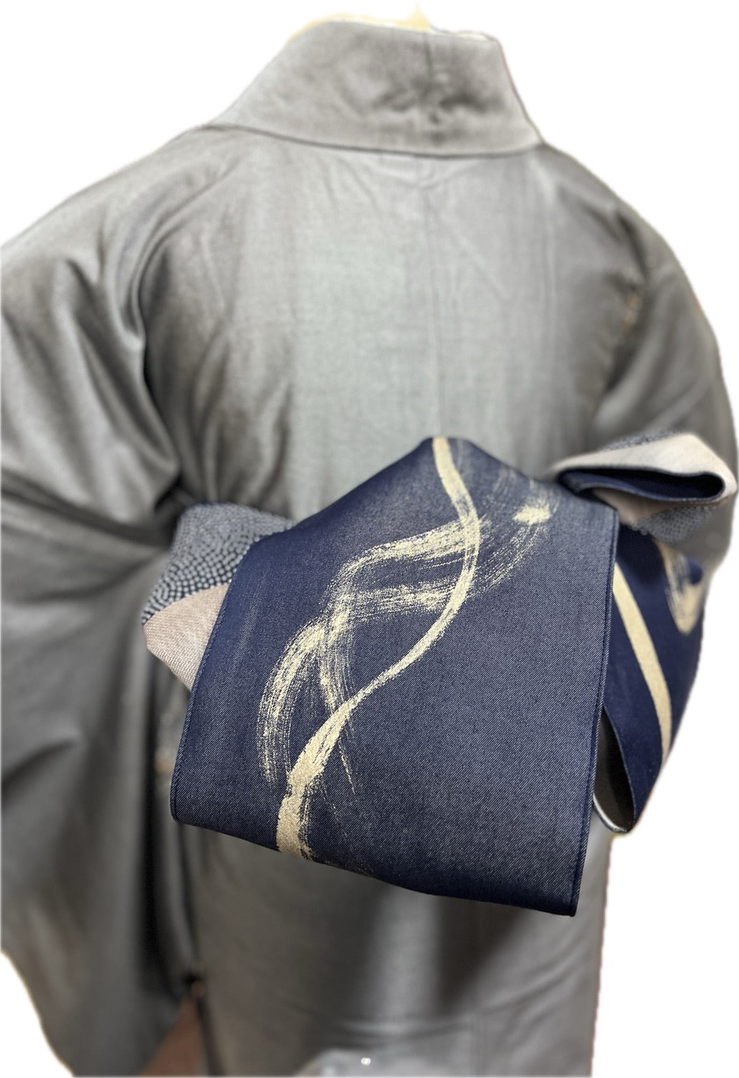つくり帯【和の羽】シルクデニム半巾帯
