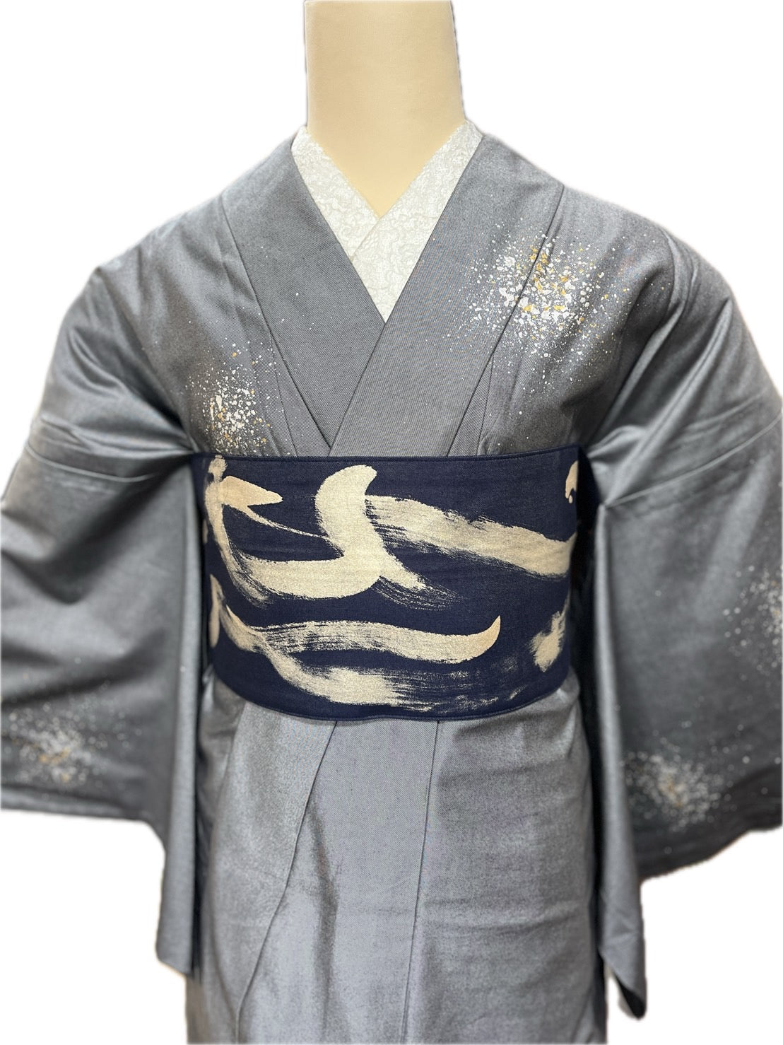 つくり帯【和の羽】シルクデニム半巾帯