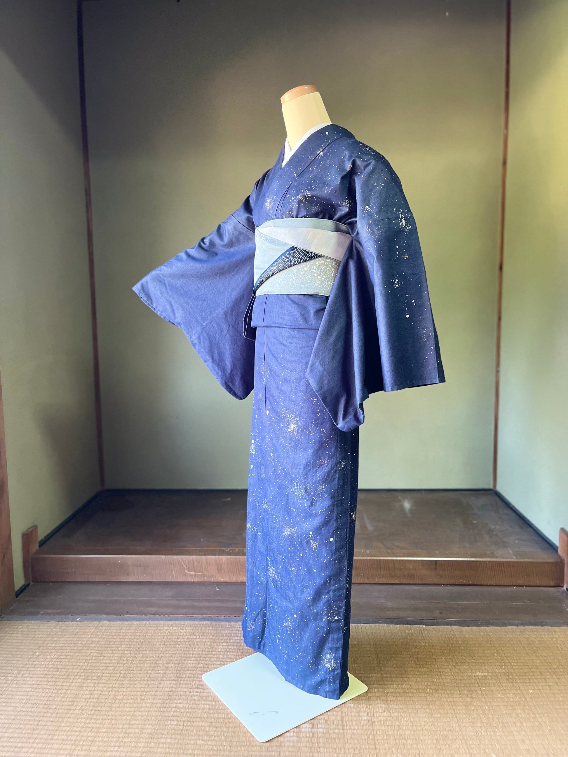 着物 | kimono | 帯 | obi | 児島帯 | kojimaobi | 岡山デニム | たたみべり | denim | 七彩染 | 宇宙 | 大人のデニム | カジュアルデニム | シルクデニム | 岡山デニム