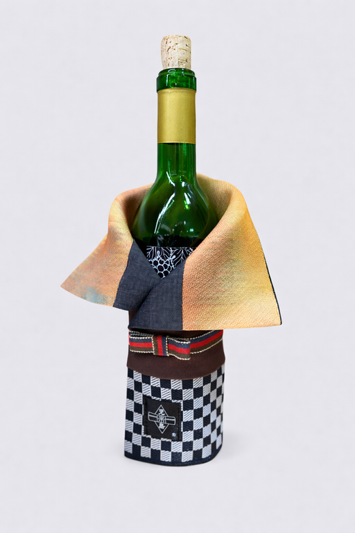 着物 | kimono | 帯 | obi | 児島帯 | kojimaobi | ワインカバー | ワインボトルカバー | 岡山デニム | たたみべり | 真田ひも | 市松 | denim | デニム | リバーシブル | ボトルカバー