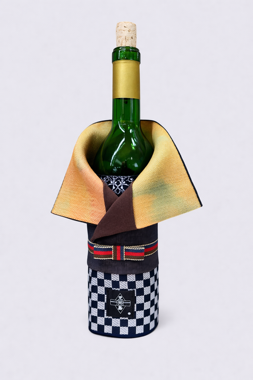 着物 | kimono | 帯 | obi | 児島帯 | kojimaobi | ワインカバー | ワインボトルカバー | 岡山デニム | たたみべり | 真田ひも | 市松 | denim | デニム | リバーシブル | ボトルカバー