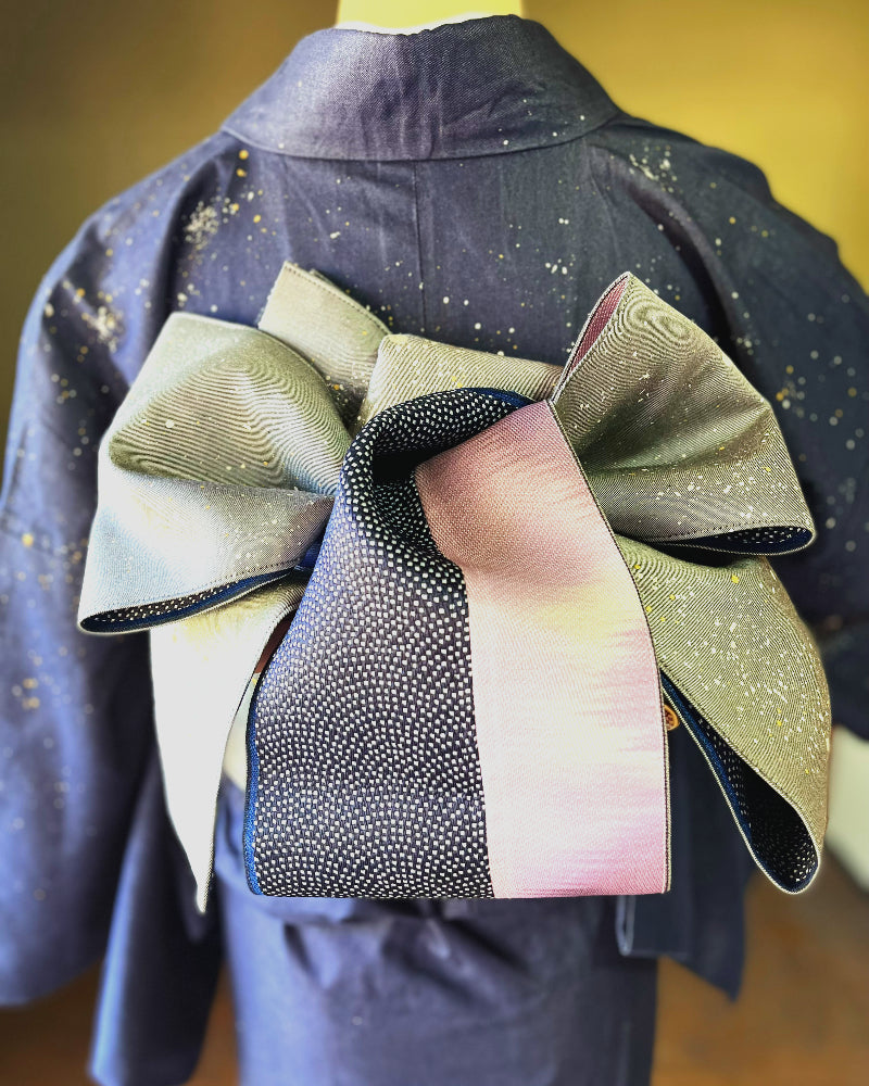 着物 | kimono | 帯 | obi | 児島帯 | kojimaobi | 岡山デニム | たたみべり | シルクデニム | 着物女子 | 七彩染 | 倉敷デニム | 半巾帯 | 宇宙 | 