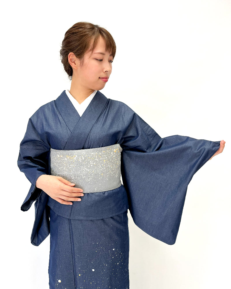 着物 | kimono | 帯 | obi | 児島帯 | kojimaobi | 岡山デニム | たたみべり | denim | デニム着物 | 倉敷デニム | 着物女子 |  七彩染